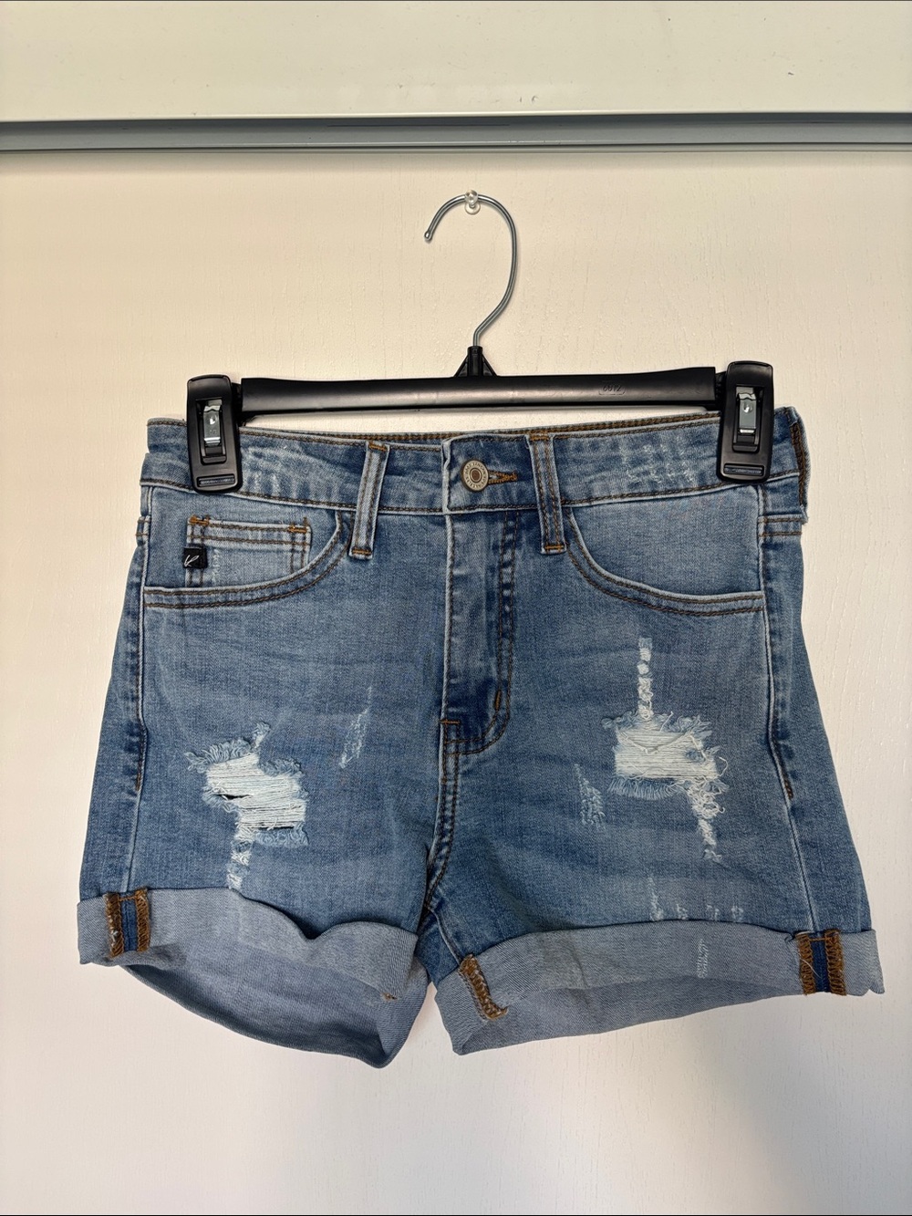 KanCan Light Blue Distressed Cuffed Jean Shorts